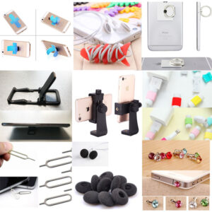 16 in 1 mobile phone accessories voor Statief Mount Mobiele Telefoon Clip Houder + Stand + Vinger Ring + Snoeropwinder + zuignap + oorkussens +  Simkaart pin +  kabel beschermer + dust plug