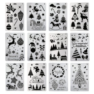 12 in 1 Kerst serie Kaart DIY Album Masking Spray Geschilderd Template Tekening Stencils Schilderen Scrapbooking Card