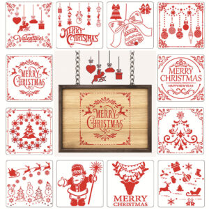 12 in 1 Kerst serie Kaart 13x13cm DIY Album Masking Spray Geschilderd Template Tekening Stencils Schilderen Scrapbooking Card