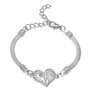 Verzilverde armband creatief diamant eenvoudige armband hart