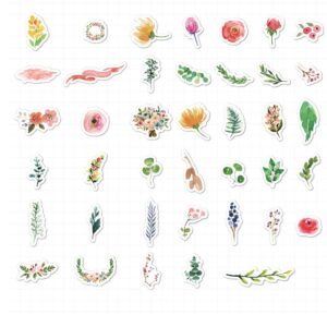 40 stuk aquarel schilderen bloem blad Cartoon stickers voor kinderen en volwassenen Beloningsstickers Journal Laptop Telefoon Stickers