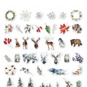 40 stuk aquarel schilderen bos Cartoon stickers voor kinderen en volwassenen Beloningsstickers Journal Laptop Telefoon Stickers