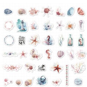 40 stuk aquarel schilderen zee Cartoon stickers voor kinderen en volwassenen Beloningsstickers Journal Laptop Telefoon Stickers