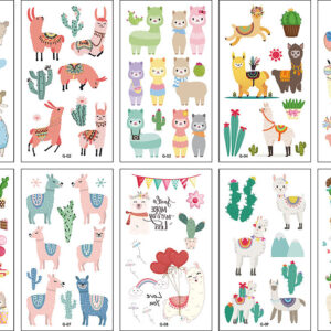 10 stuk Tattoo Sticker Gezicht Hand Cartoon Nep Tatoo Tijdelijke Waterdichte Taty model G Alpaca