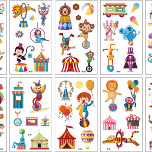 10 stuk Tattoo Sticker Gezicht Hand Cartoon Nep Tatoo Tijdelijke Waterdichte Taty model M Circus