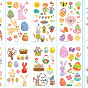 10 stuk Tattoo Sticker Gezicht Hand Cartoon Nep Tatoo Tijdelijke Waterdichte Taty model A Pasen