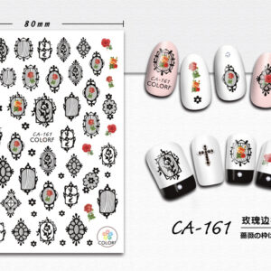 3D Nagel Sticker Coole stickers voor nagel folie Fashion Manicure Stickers Nagels CA-161 Kader Zwart