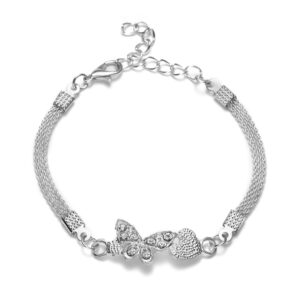 Verzilverde armband creatief diamant eenvoudige armband vlinder hart