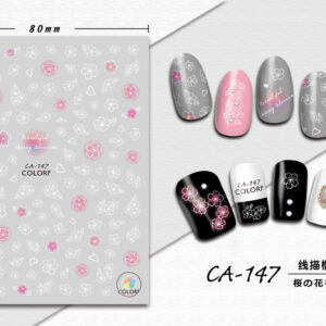 3D Nagel Sticker Coole stickers voor nagel folie Fashion Manicure Stickers Nagels CA-147 Kersebloesem Wit