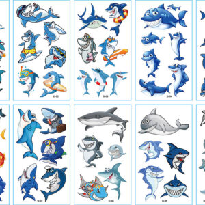 10 stuk Tattoo Sticker Gezicht Hand Cartoon Nep Tatoo Tijdelijke Waterdichte Taty model D Haai