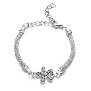 Verzilverde armband creatief diamant eenvoudige armband bloem