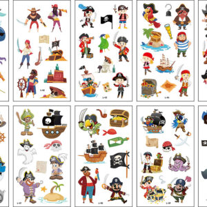 10 stuk Tattoo Sticker Gezicht Hand Cartoon Nep Tatoo Tijdelijke Waterdichte Taty model LP Piraat