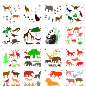 16 in 1 Kaart DIY Album Masking Spray Geschilderd Template Tekening Stencils Schilderen Scrapbooking Card Dieren