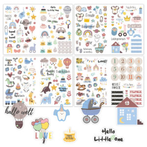 212 Stuks/4 Vellen Baby Scrapbooking Stickers Baby Boy Stickers Voor Baby Shower, Pasgeboren Baby Party Uitnodiging Kaarten Kids Cadeau Wrap